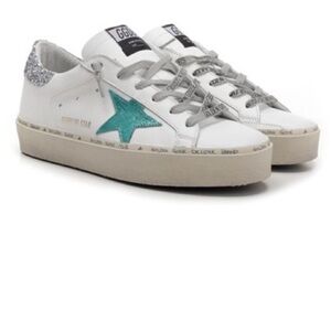 Golden Goose Hi Star Sneakers Teal Start Silver Glitter